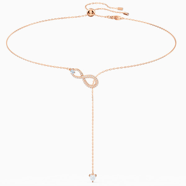 Swarovski Infinity Y Necklace, White, Rose-gold Tone Plated